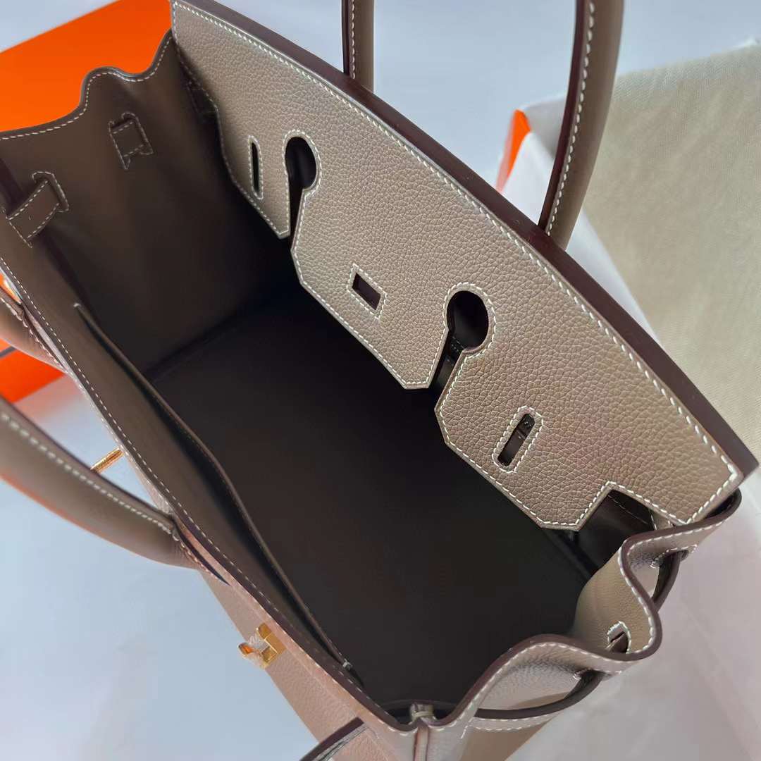 Hermès（爱马仕）Birkin 铂金包 Togo 原厂进口小牛皮 Ck18 大象灰 金扣 30cm 全手工蜡线缝制 Ghw