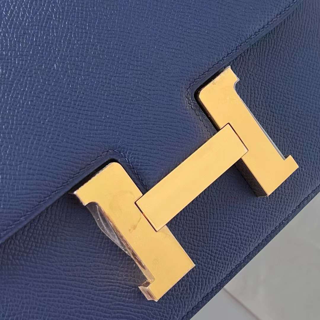 Hermès（爱马仕）Constance 康斯坦斯 Epsom Ck73 宝石蓝 金扣 24cm 全手工蜡线缝制 Ghw