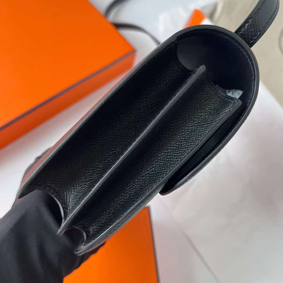 Hermès（爱马仕）Constance 康斯坦斯 Epsom Ck89 黑色 金扣 19cm 全手工蜡线缝制 Ghw