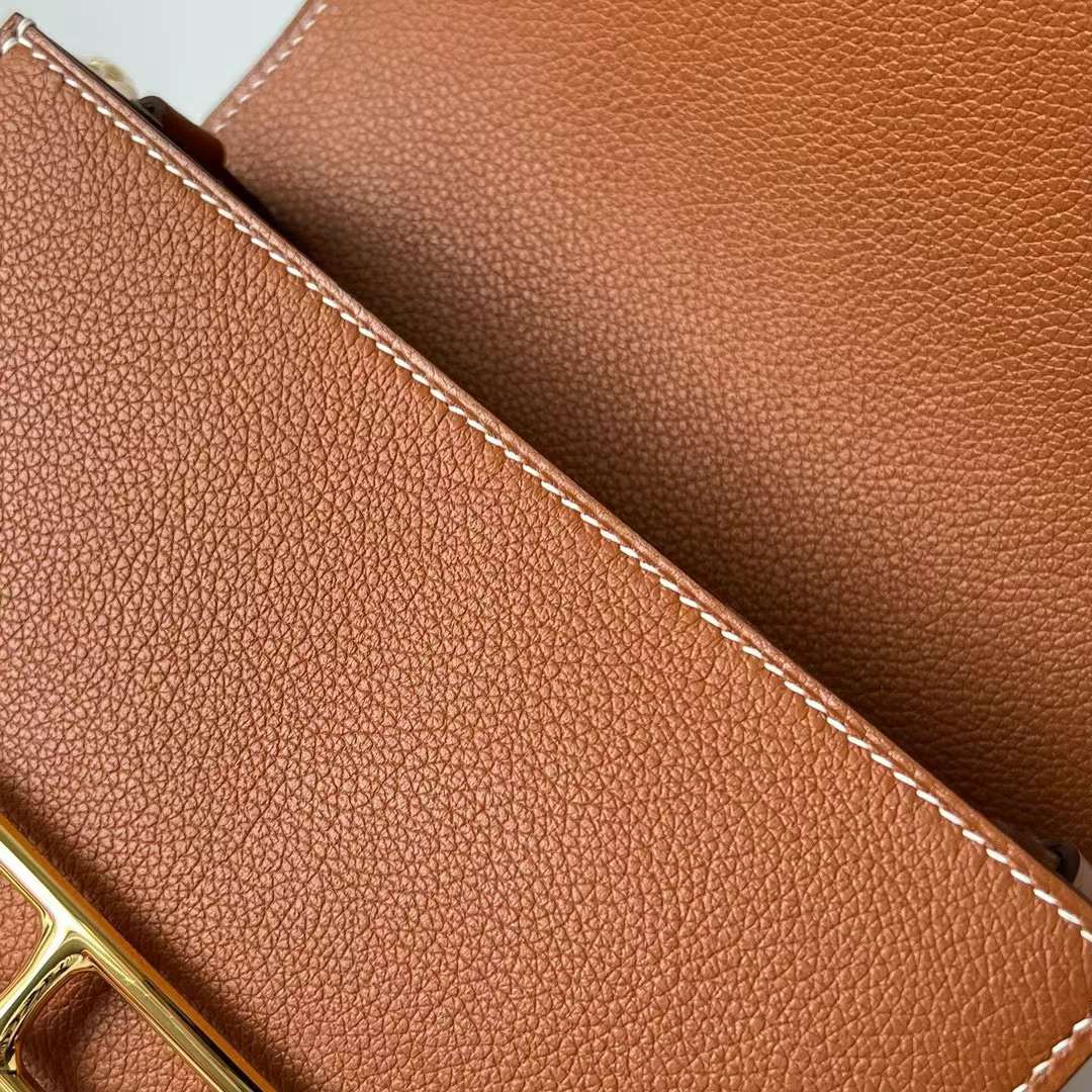 Hermès（爱马仕）Roulis 猪鼻子 Evercolor Ck37 金棕色 金扣 18cm 全手工蜡线缝制 Ghw