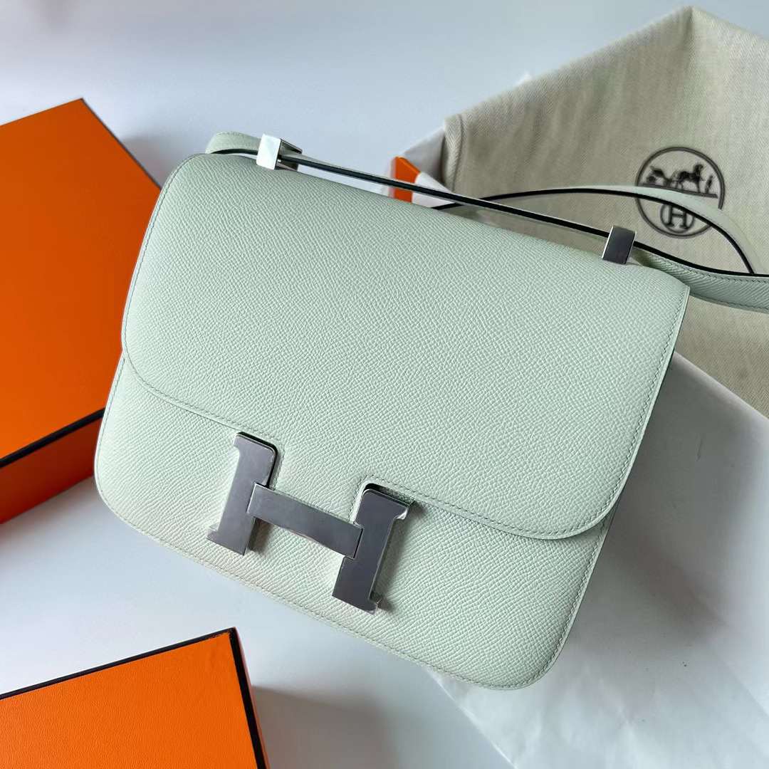 Hermès（爱马仕）Constance 康斯坦斯 Epsom 0S 气泡绿 银扣 24cm 全手工蜡线缝制 Phw