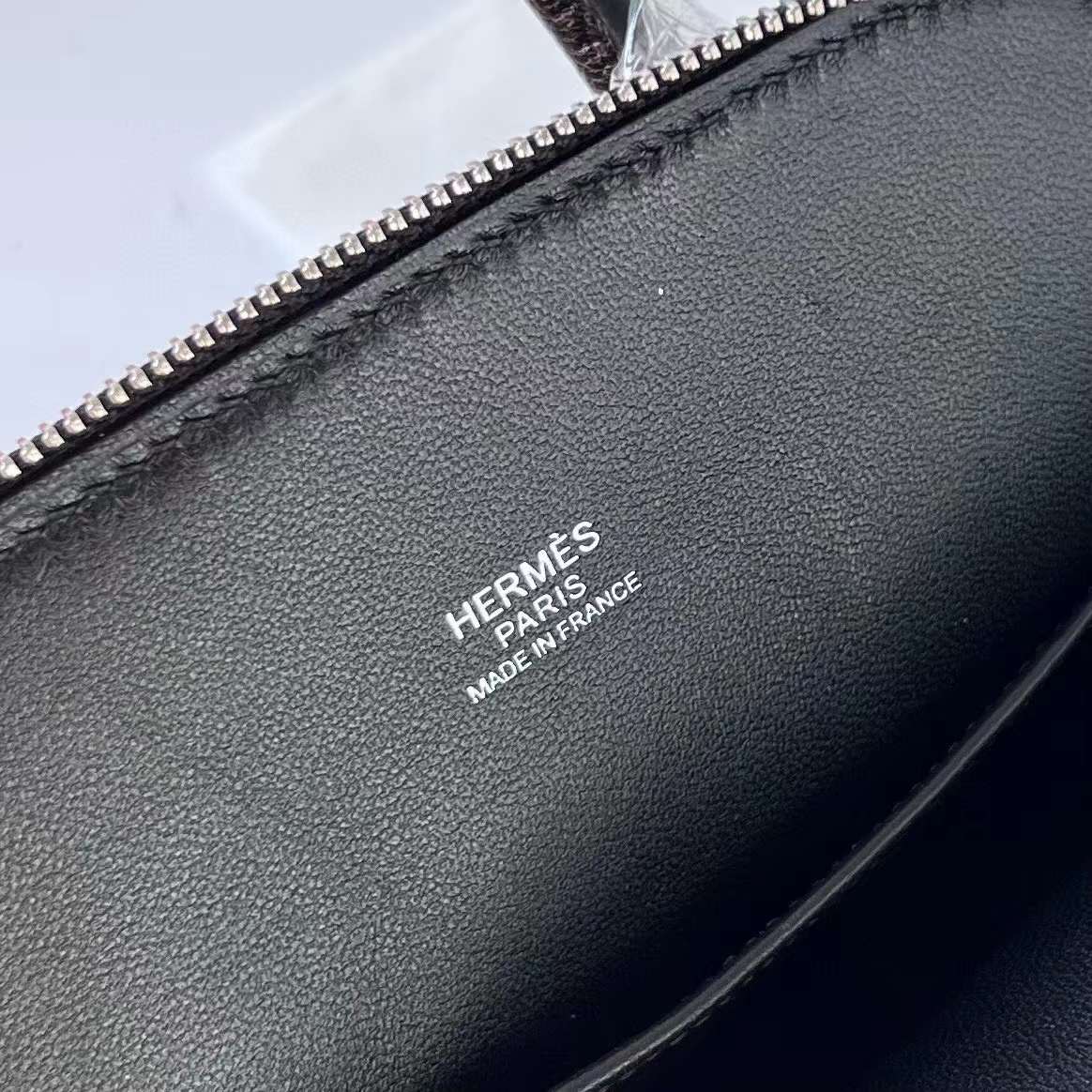 Hermès（爱马仕）Mini Bolide 迷你保龄球包 Chevre 山羊皮 Ck89 黑色 银扣 19cm 全手工蜡线缝制 Phw