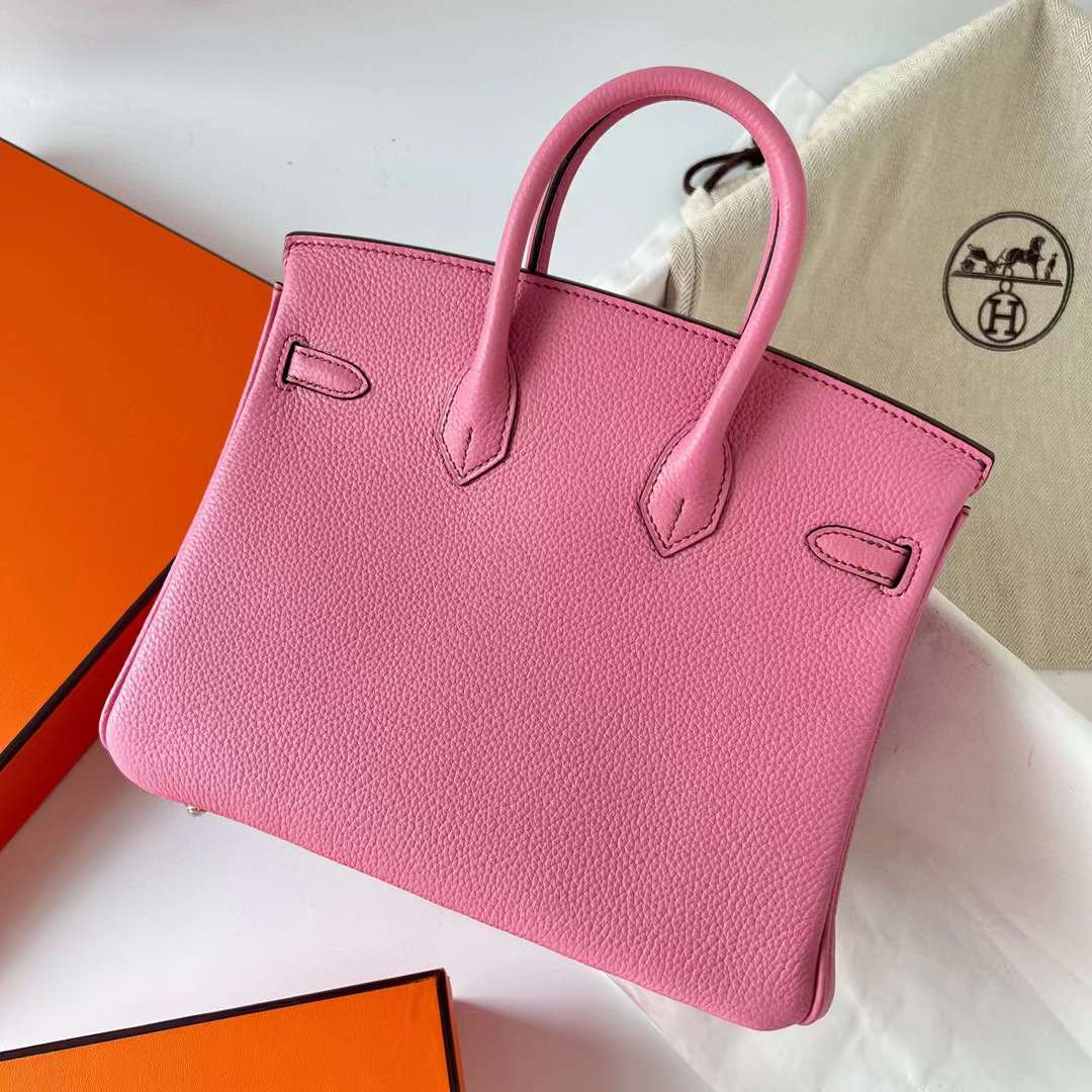 Hermès（爱马仕）Birkin 铂金包 Togo 进口小牛皮 5P 樱花粉 金扣 25cm 全手工蜡线缝制 Ghw