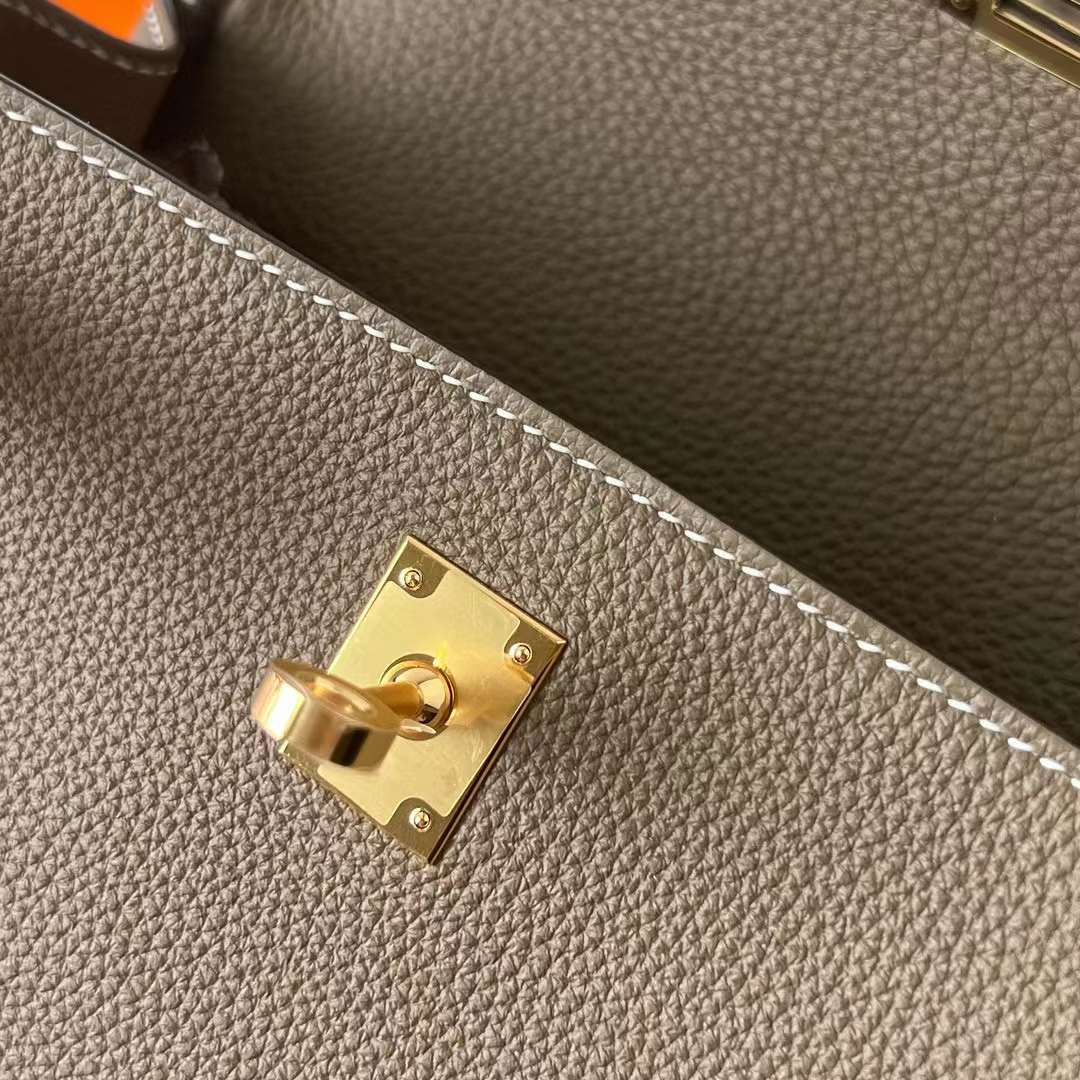Hermès（爱马仕）Kelly 凯莉包 Togo皮 Ck18 大象灰 金扣 25cm 全手工蜡线缝制 Ghw