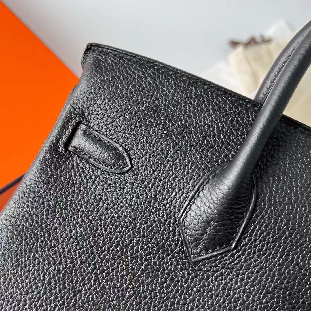 Hermès（爱马仕）Birkin 铂金包 Togo 顶级小牛皮 Ck89 黑色 玫瑰金扣 25cm 全手工蜡线缝制 Rghw