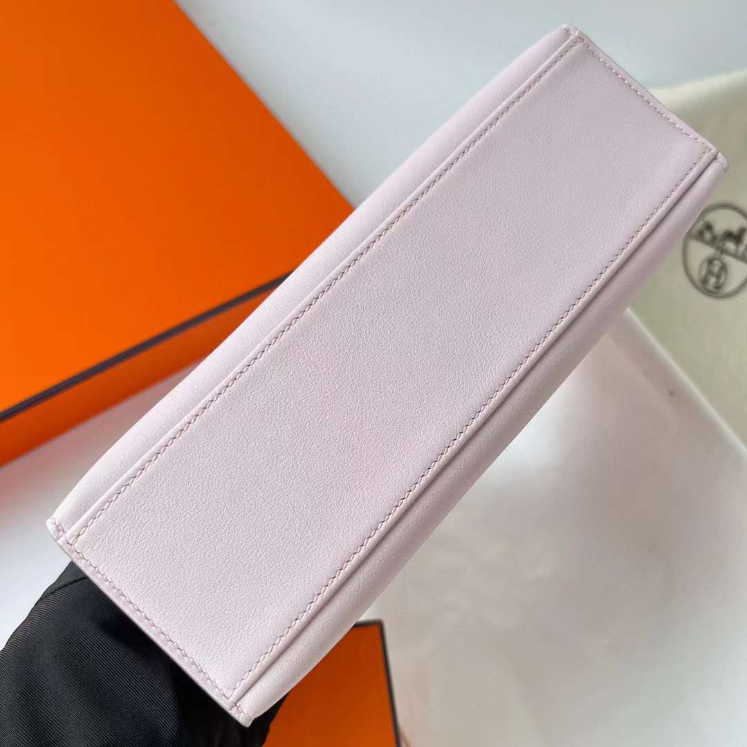 Hermès（爱马仕）Mini Kelly Pochette Epsom 09 梦幻粉紫 银扣 22cm 全手工蜡线缝制 Phw