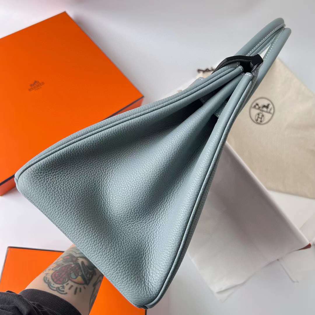 Hermès（爱马仕）Birkin 铂金包 Togo 顶级小牛皮 J7 亚麻蓝 银扣 35cm 全手工蜡线缝制 Phw