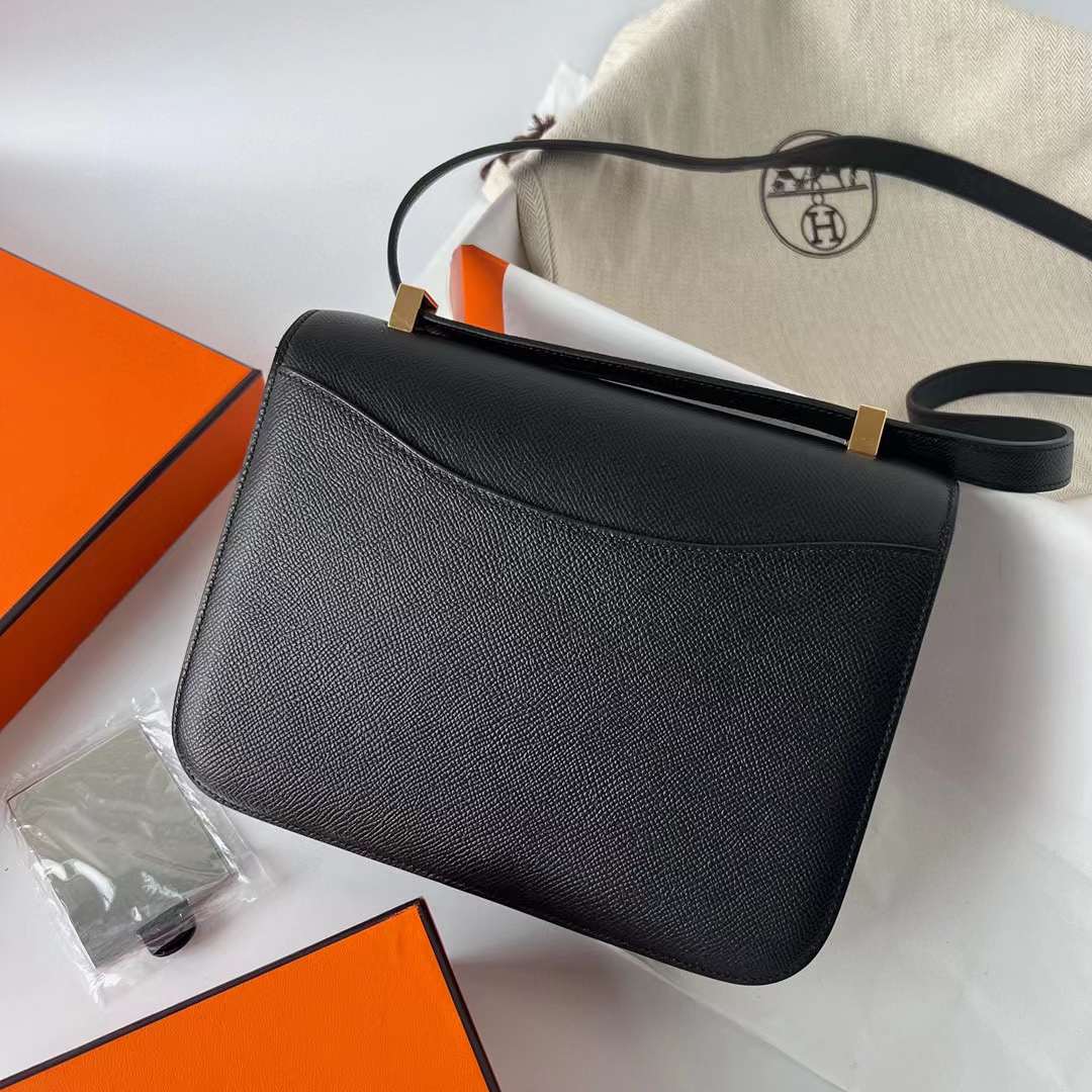 Hermès（爱马仕）Constance 康斯坦斯 1-24 Epsom Ck89 黑色 金扣 24cm 全手工蜡线缝制 Ghw