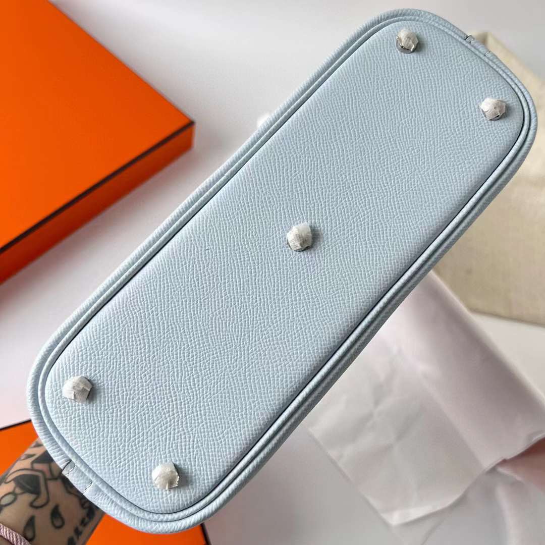 Hermès（爱马仕）Bolide 保龄球包 Epsom T0 雾蓝色 银扣 25cm 全手工蜡线缝制 Phw