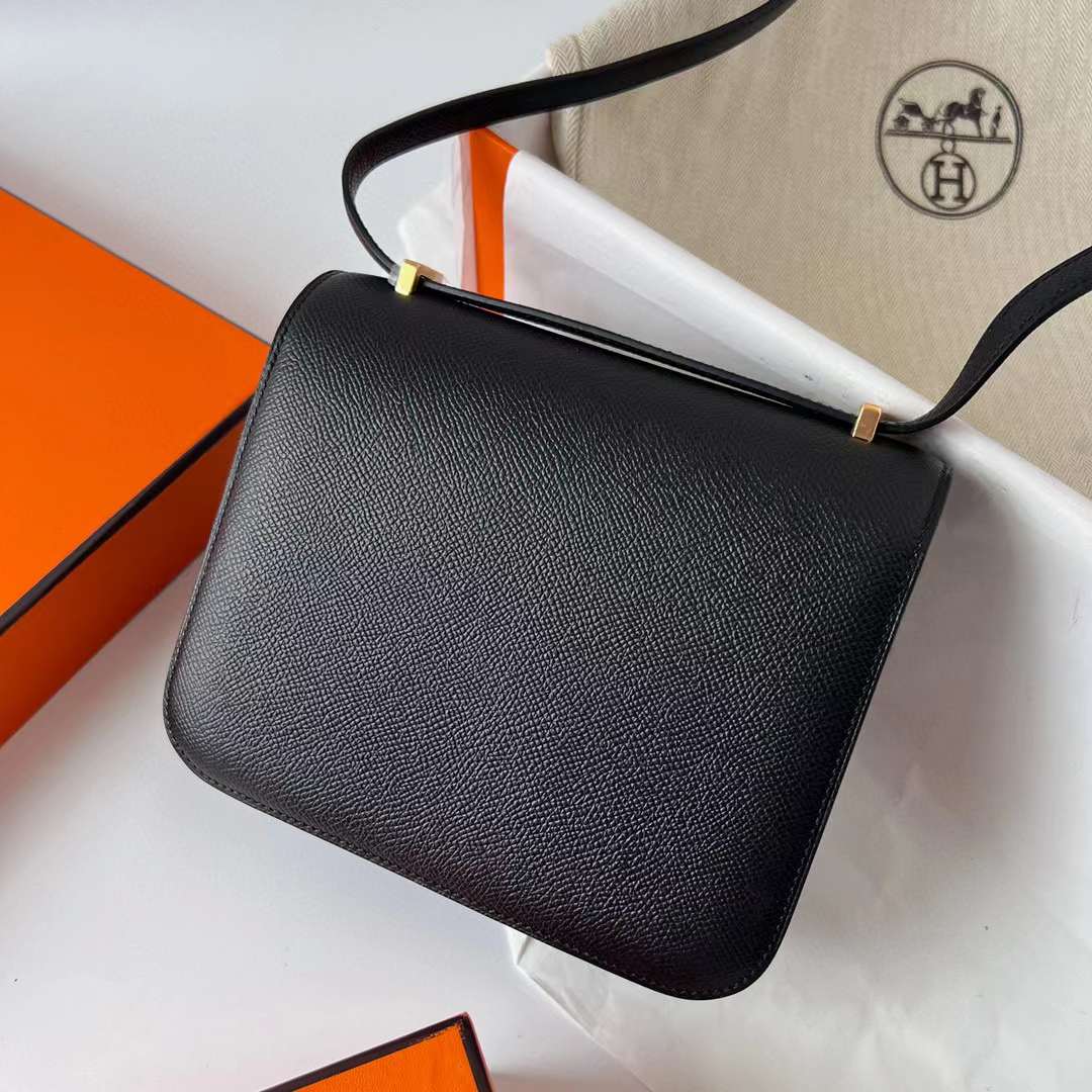 Hermès（爱马仕）Constance 康斯坦斯 Epsom Ck89 黑色 金扣 19cm 全手工蜡线缝制 Ghw
