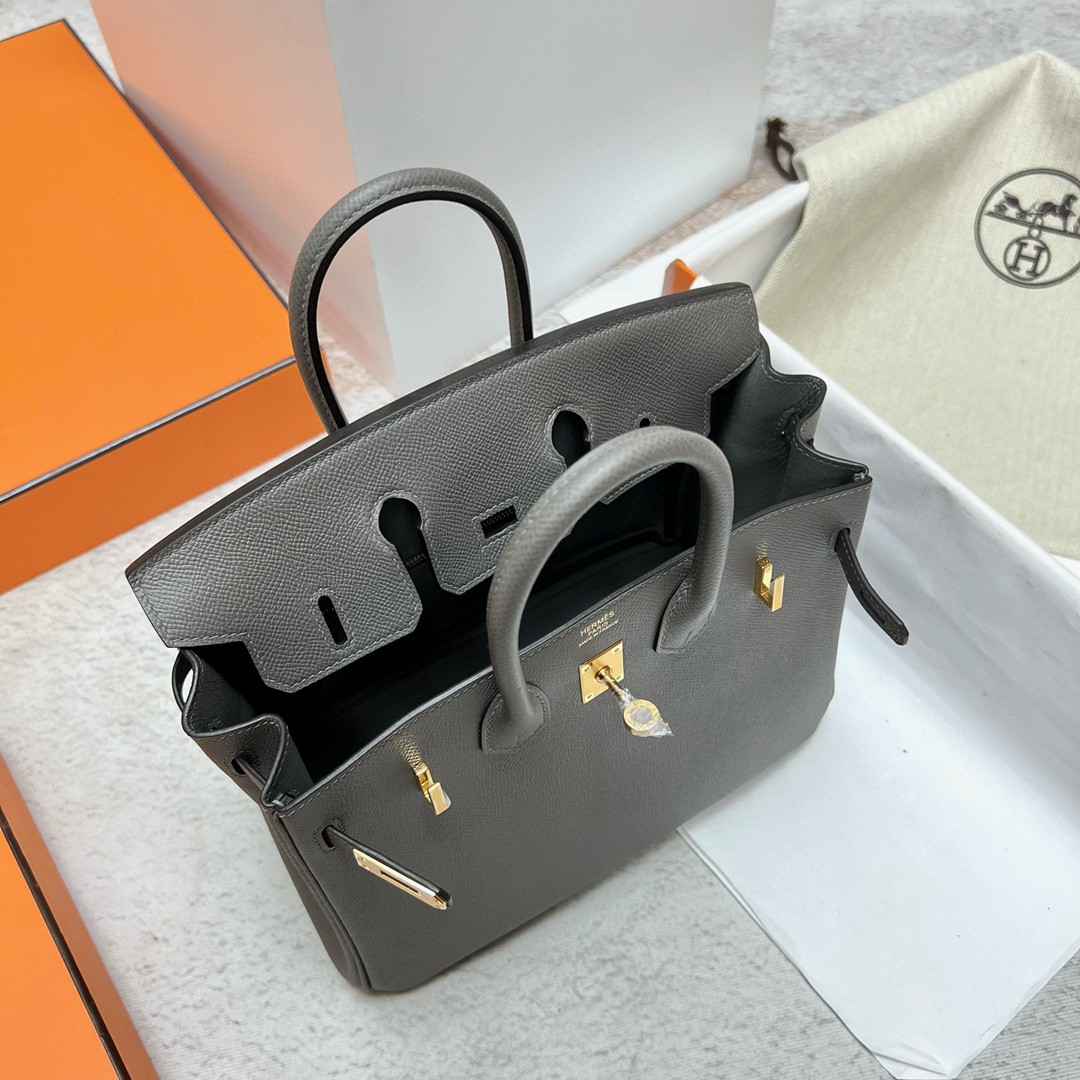 Hermès（爱马仕）Birkin 铂金包 Epsom 掌纹皮 0L 积雨云灰 grey meyer  金扣 GHW 25cm 顶级手缝