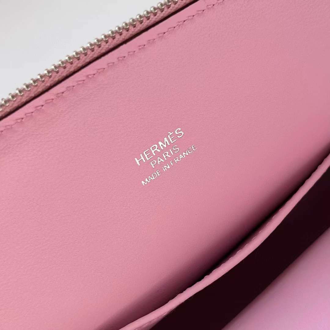 Hermès（爱马仕）Mini Bolide 迷你保龄球包 Chevre 山羊皮 X9 锦葵紫 银扣 19cm 全手工蜡线缝制 Phw