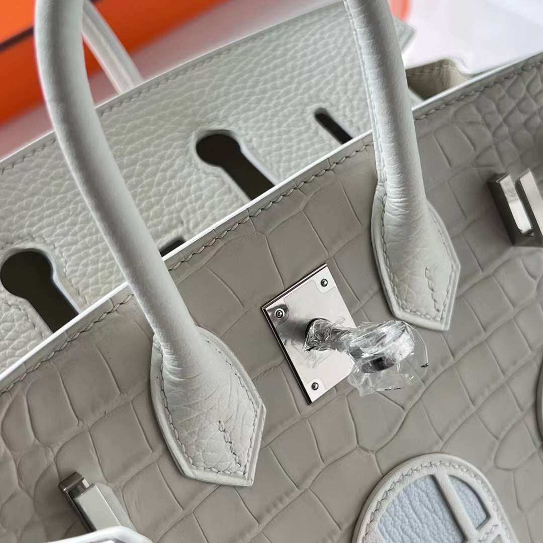 Hermès（爱马仕）Birkin 小房子 白色 银扣 20cm 全手工蜡线缝制 Phw
