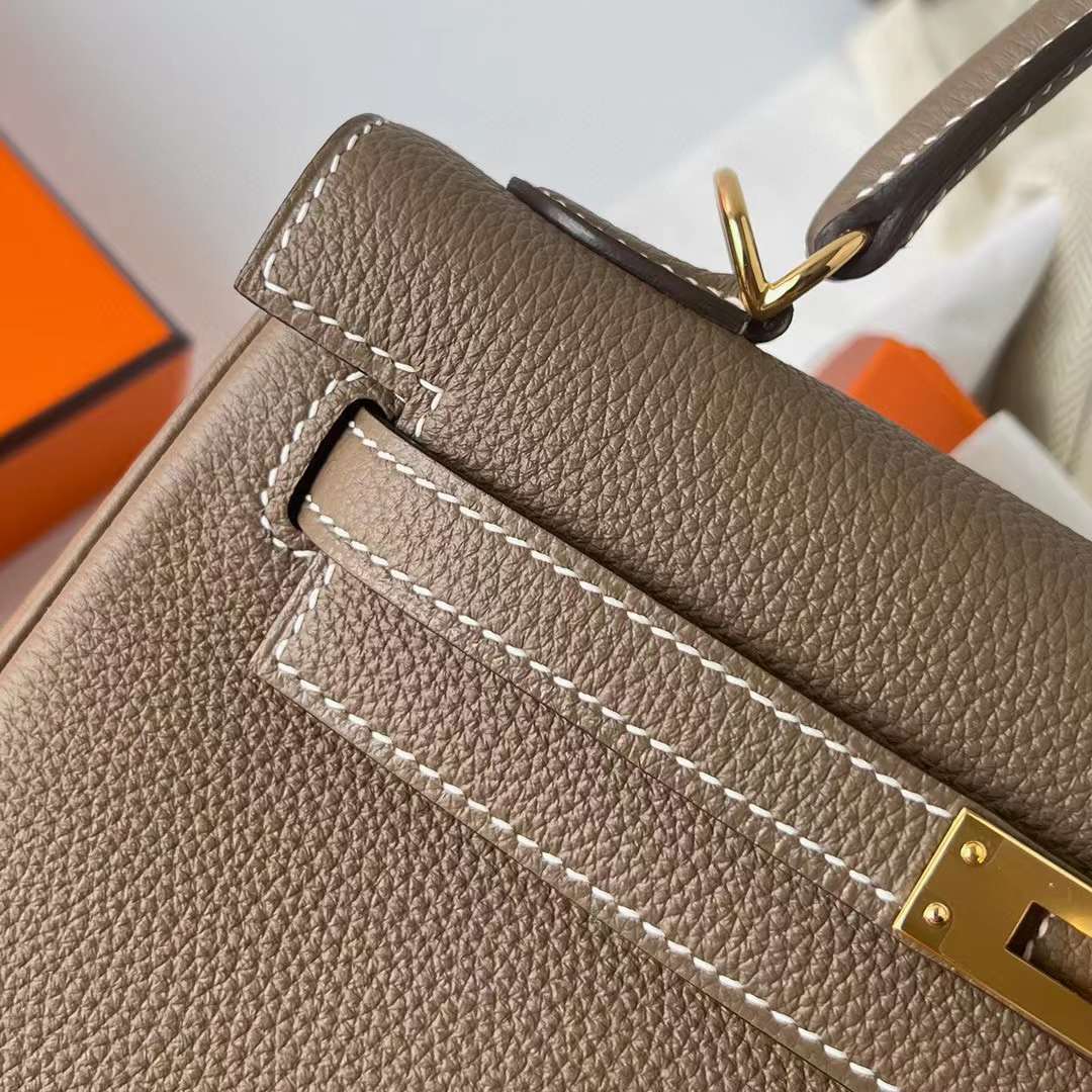 Hermès（爱马仕）Kelly 凯莉包 Togo皮 Ck18 大象灰 金扣 25cm 全手工蜡线缝制 Ghw