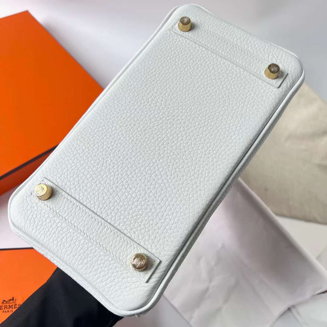 Hermès（爱马仕）Birkin 铂金包 Clemence 进口TC大牛皮 01 纯白 金扣 25cm 全手工蜡线缝制 Ghw