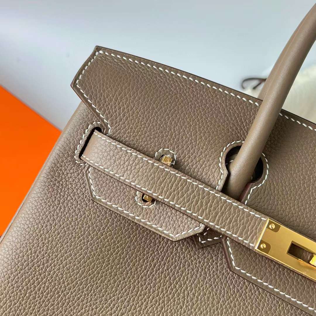 Hermès（爱马仕）Birkin 铂金包 Togo 原厂进口小牛皮 Ck18 大象灰 金扣 30cm 全手工蜡线缝制 Ghw