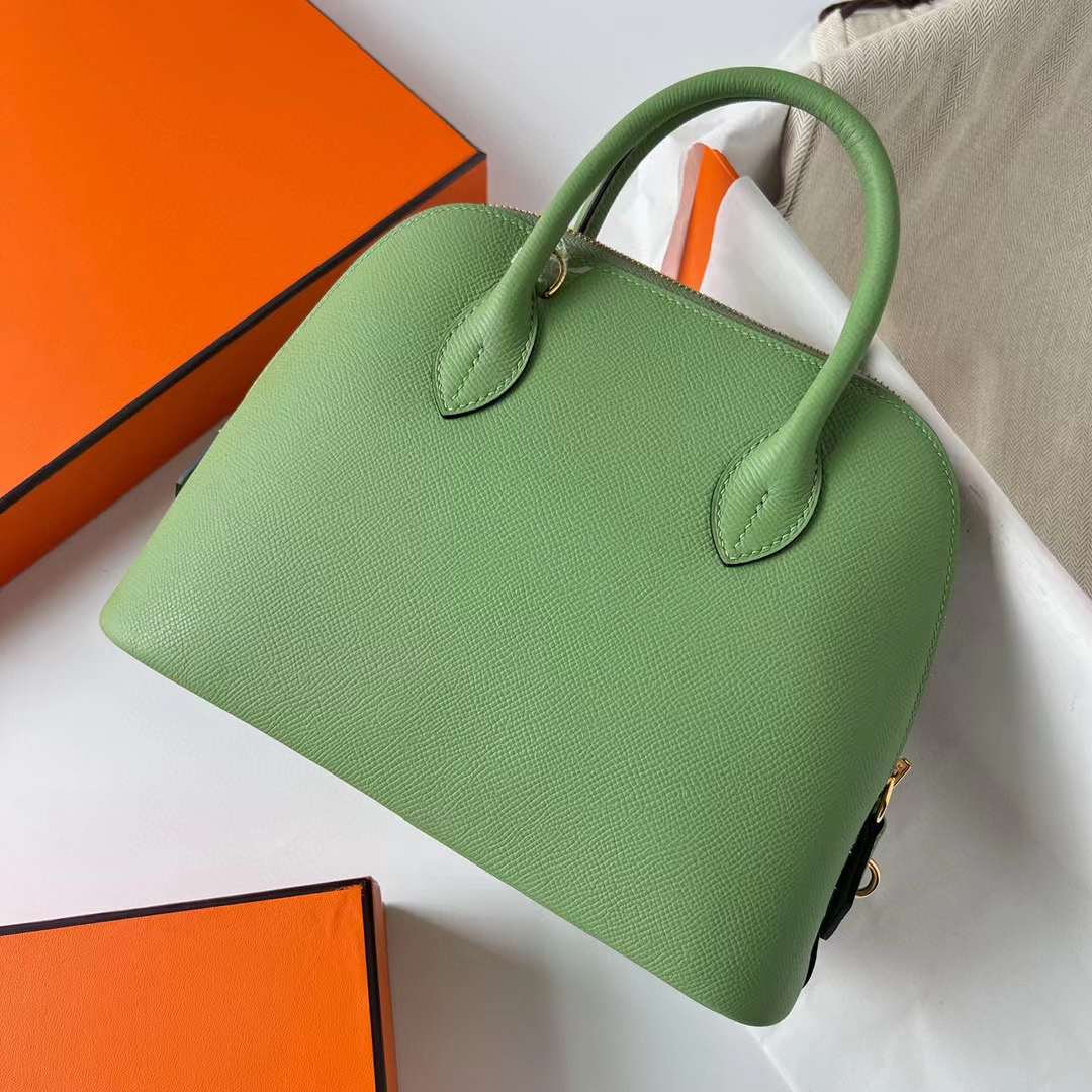 Hermès（爱马仕）Bolide 保龄球包 Epsom I3 牛油果绿 金扣 25cm 全手工蜡线缝制 Ghw
