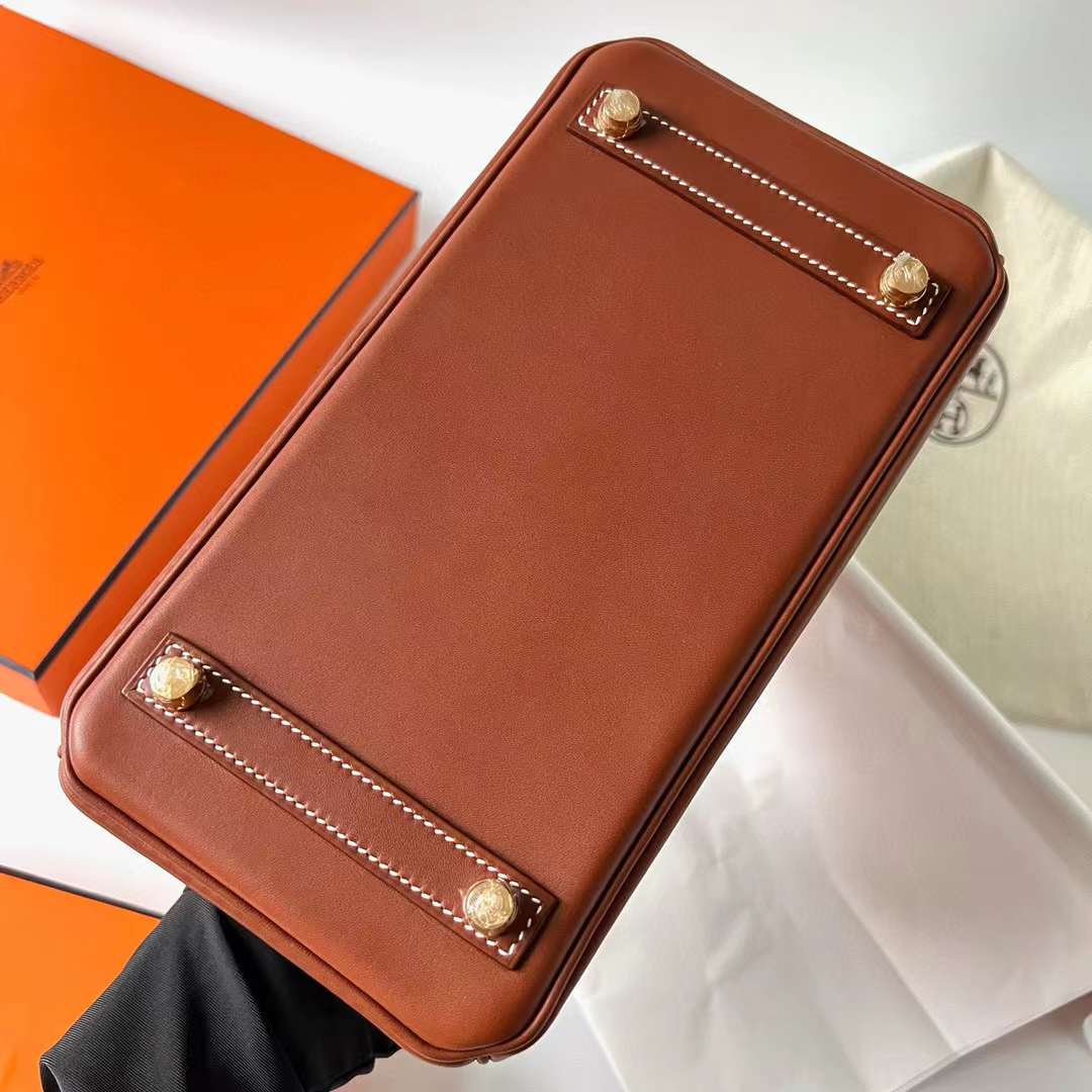 Hermès（爱马仕）Birkin 铂金包 Barenia 平纹马鞍皮 Ck37 金棕色 金扣 25cm 全手工蜡线缝制 Ghw