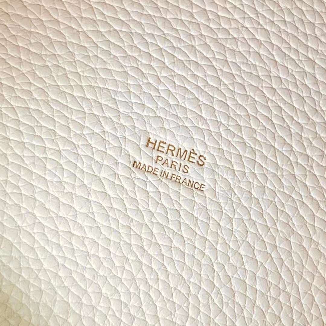 Hermès（爱马仕）Picotin 菜篮子 Clemence（御用原厂进口tc皮）I2 奶油白 金扣 22cm 全手工蜡线缝制 Ghw