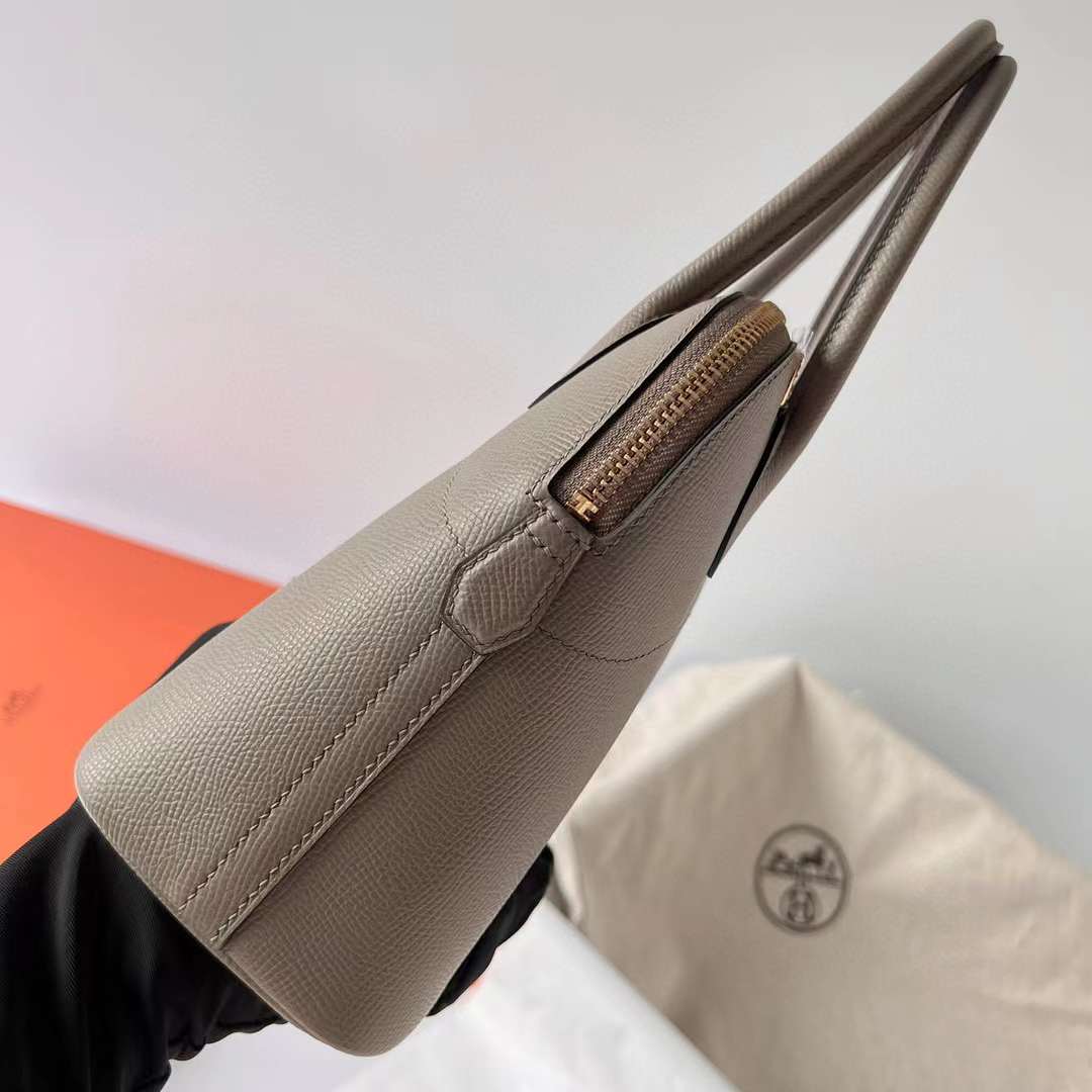 Hermès（爱马仕）Bolide 保龄球包 Epsom M8 沥青灰 金扣 27cm 全手工蜡线缝制 Ghw
