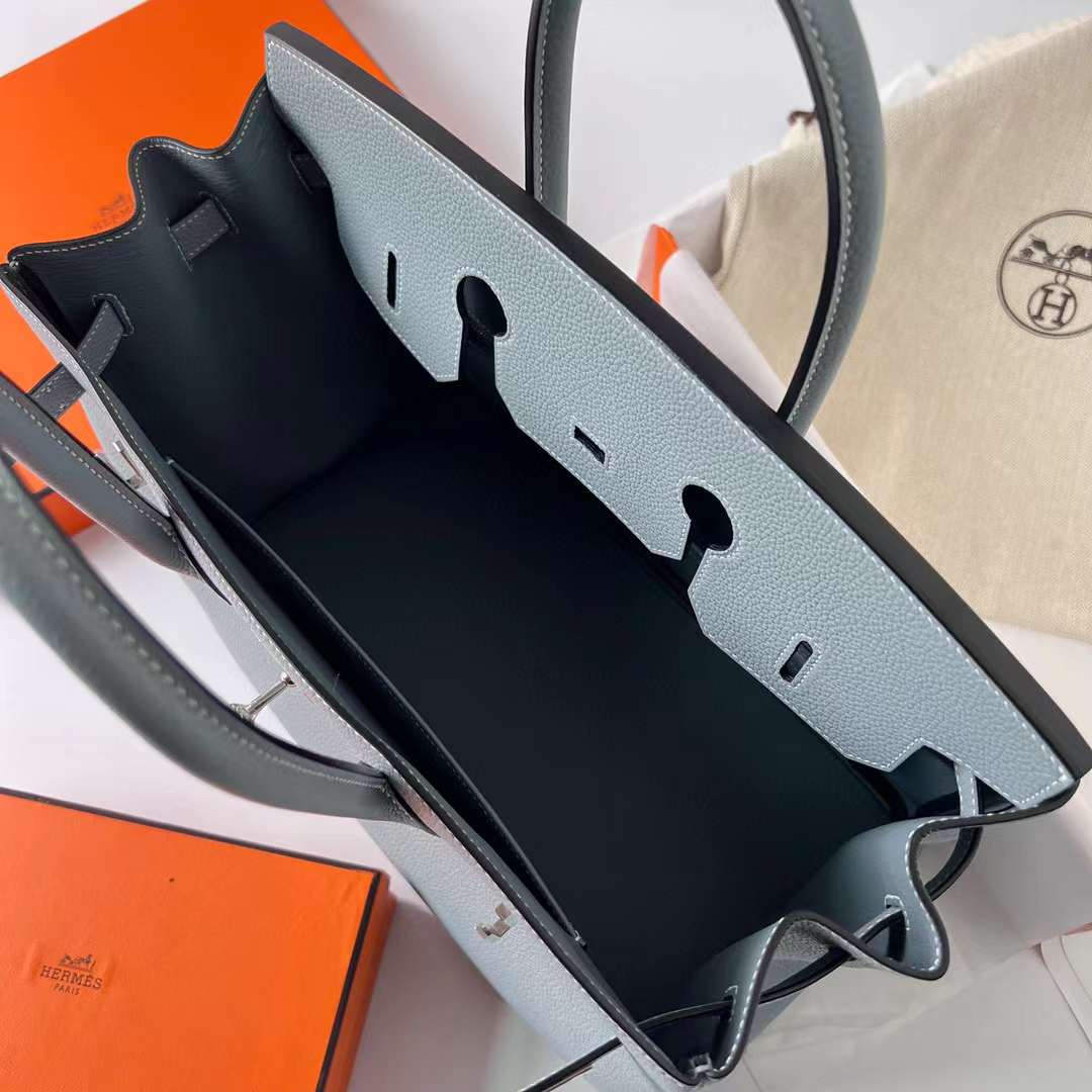 Hermès（爱马仕）Birkin 铂金包 Togo 顶级小牛皮 J7 亚麻蓝 银扣 35cm 全手工蜡线缝制 Phw