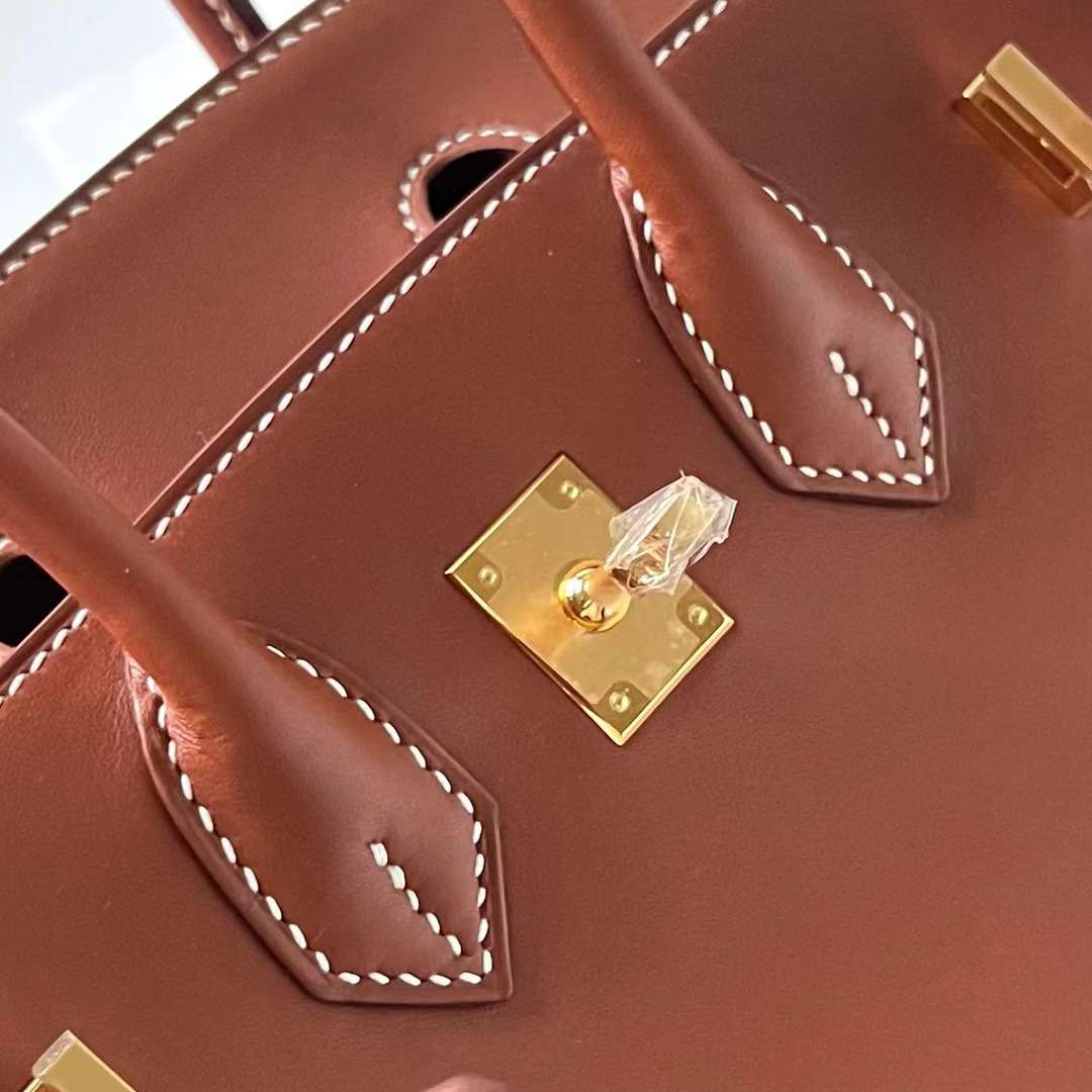 Hermès（爱马仕）Birkin 铂金包 Barenia 平纹马鞍皮 Ck37 金棕色 金扣 25cm 全手工蜡线缝制 Ghw