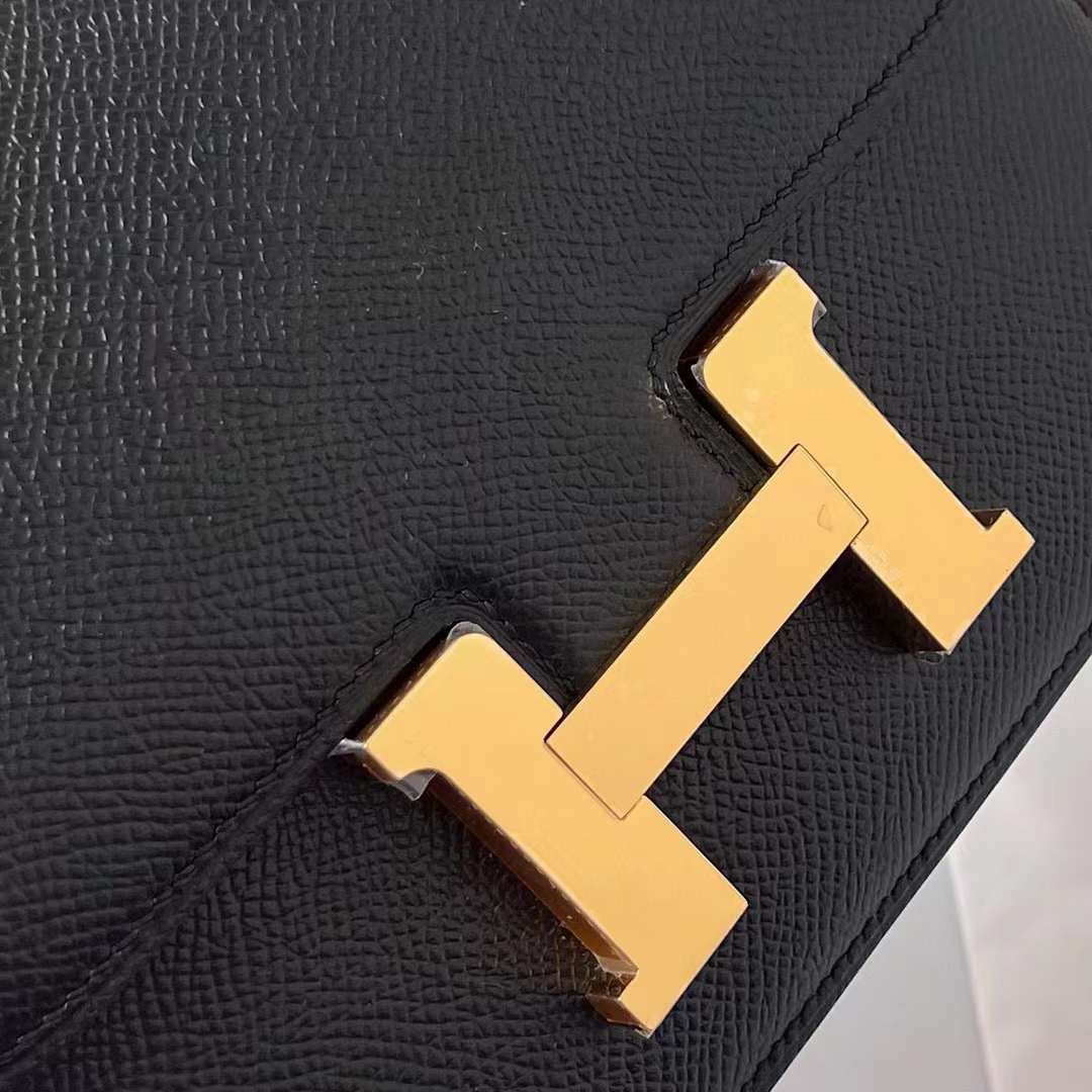 Hermès（爱马仕）Constance 康斯坦斯 1-19 Epsom Ck89 黑色 金扣 19cm 全手工蜡线缝制 Ghw