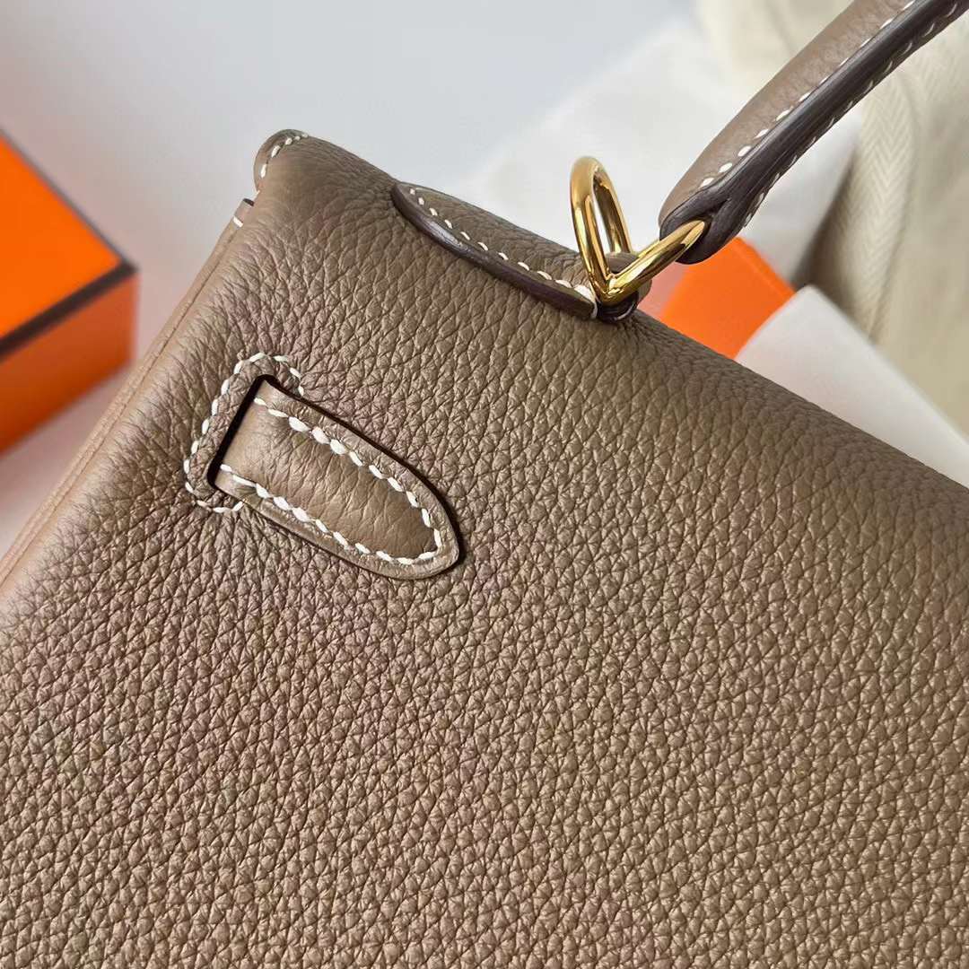 Hermès（爱马仕）Kelly 凯莉包 Togo皮 Ck18 大象灰 金扣 25cm 全手工蜡线缝制 Ghw