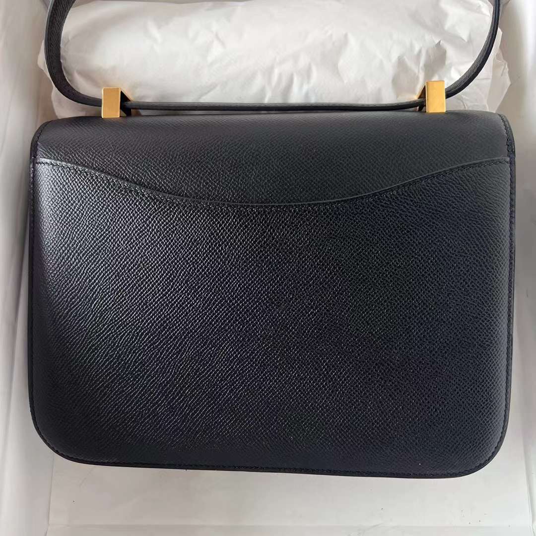 Hermès（爱马仕）Constance 康斯坦斯 1-24 Epsom Ck89 黑色 金扣 24cm 全手工蜡线缝制 Ghw