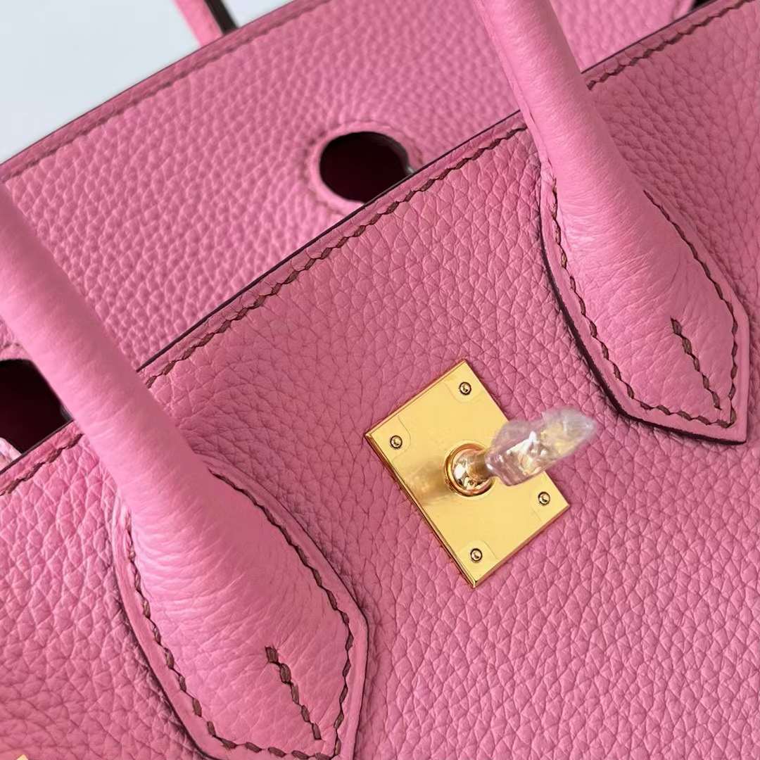 Hermès（爱马仕）Birkin 铂金包 Togo 进口小牛皮 5P 樱花粉 金扣 25cm 全手工蜡线缝制 Ghw