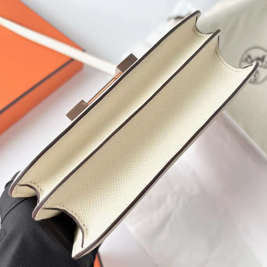 Hermès（爱马仕）Constance 康斯坦斯 1-19 Epsom I2 奶油白 玫瑰金扣 19cm 全手工蜡线缝制 Rghw