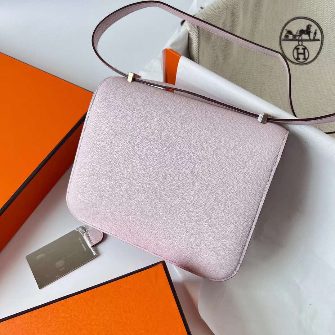 Hermès（爱马仕）Constance 康斯坦斯 1-19 Chevre 进口山羊皮 09 梦幻粉紫 玫瑰金扣 19cm 全手工蜡线缝制 Rghw
