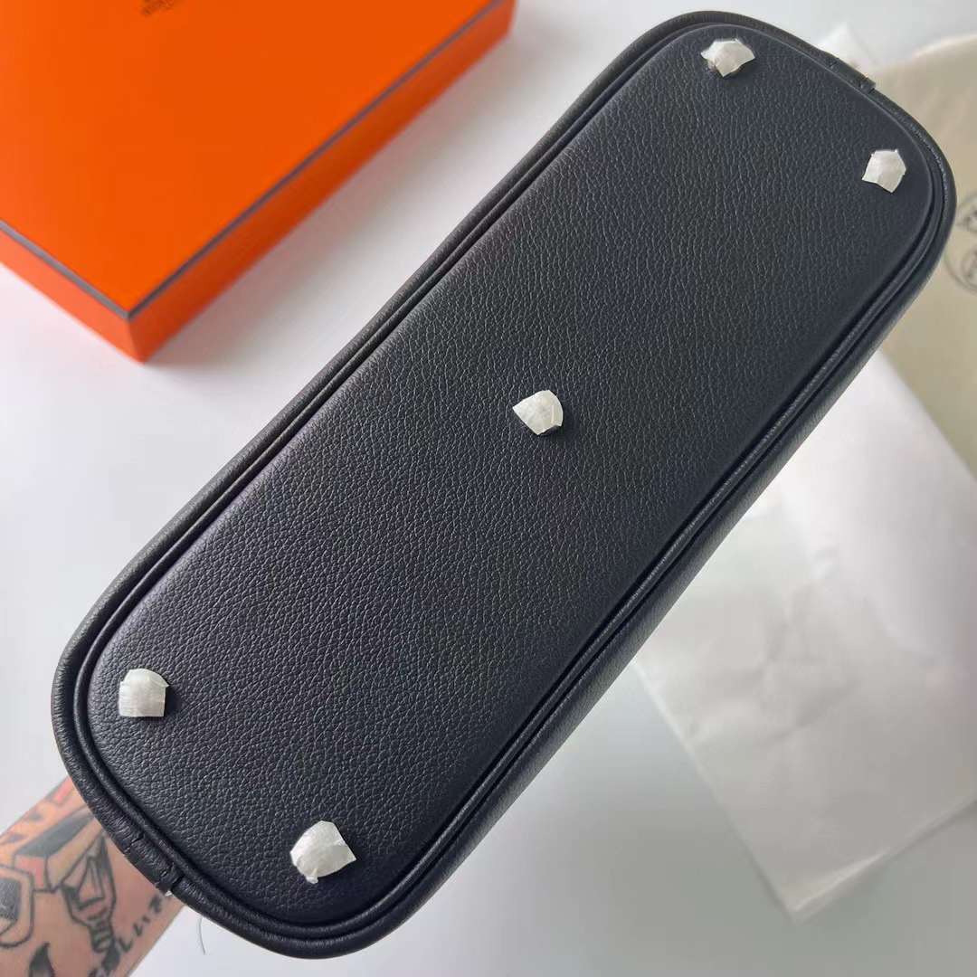 Hermès（爱马仕）Bolide 保龄球包 Evercolor Ck89 黑色 银扣 25cm 全手工蜡线缝制 Phw