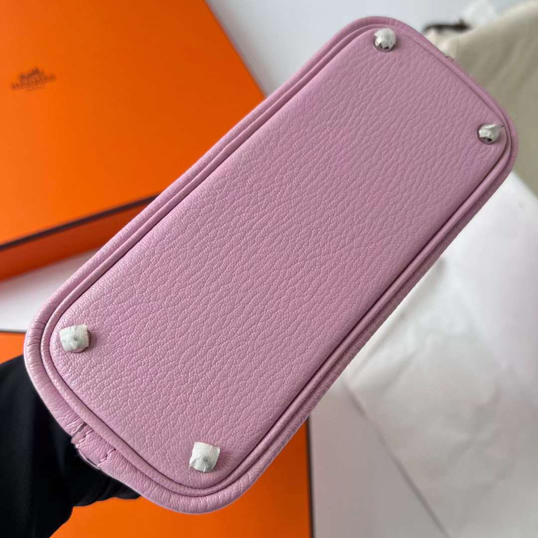 Hermès（爱马仕）Mini Bolide 迷你保龄球 Chevre 进口山羊皮 X9 锦葵紫 银扣 19cm 全手工蜡线缝制 Phw