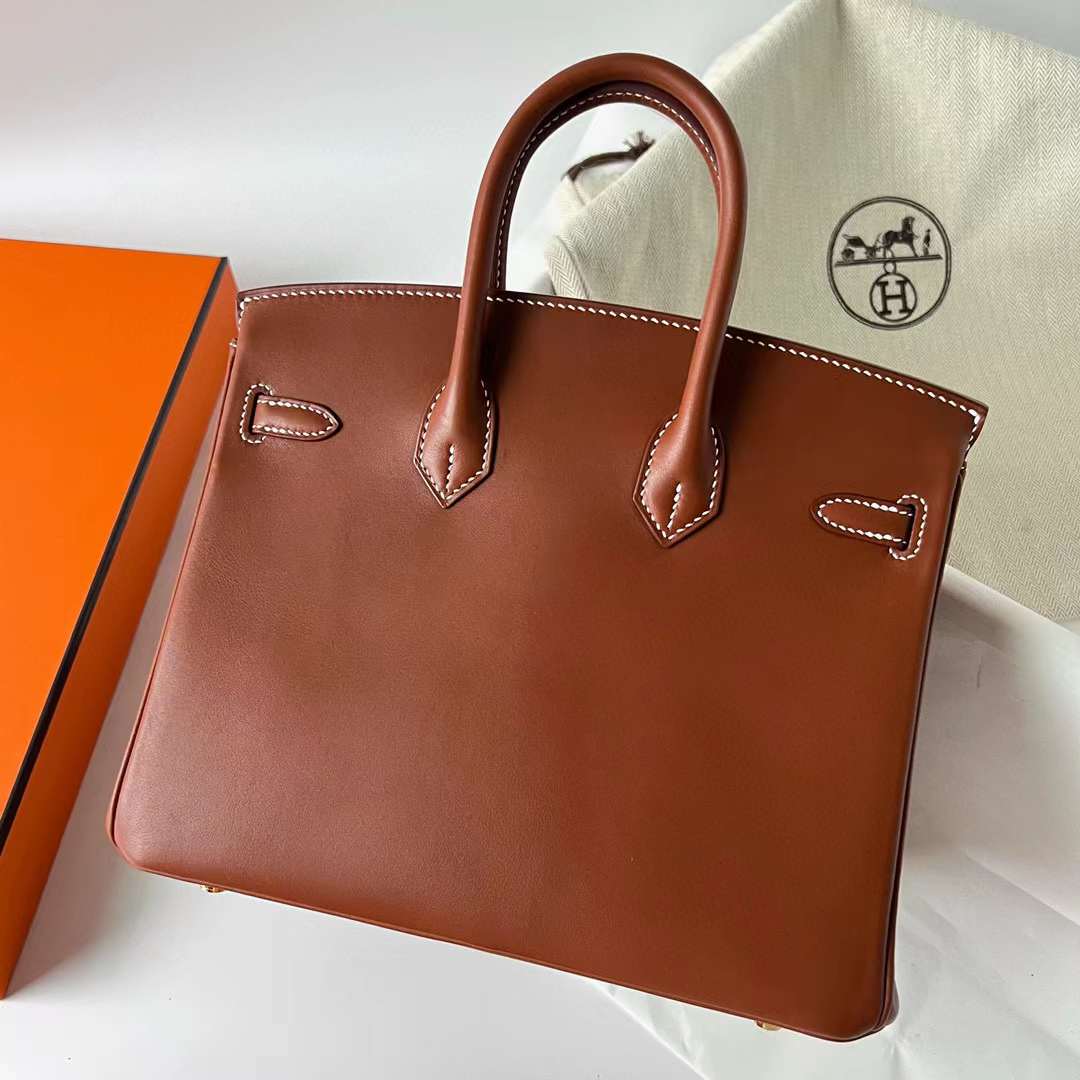 Hermès（爱马仕）Birkin 铂金包 Barenia 平纹马鞍皮 Ck37 金棕色 金扣 25cm 全手工蜡线缝制 Ghw
