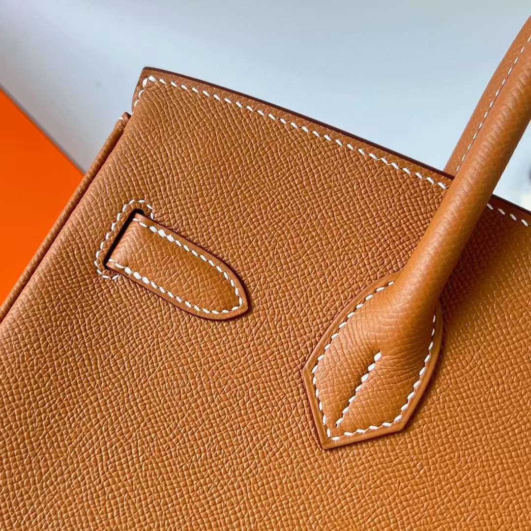Hermès（爱马仕）Birkin 铂金包 Epsom Ck37 金棕色 金扣 30cm 全手工蜡线缝制 Ghw