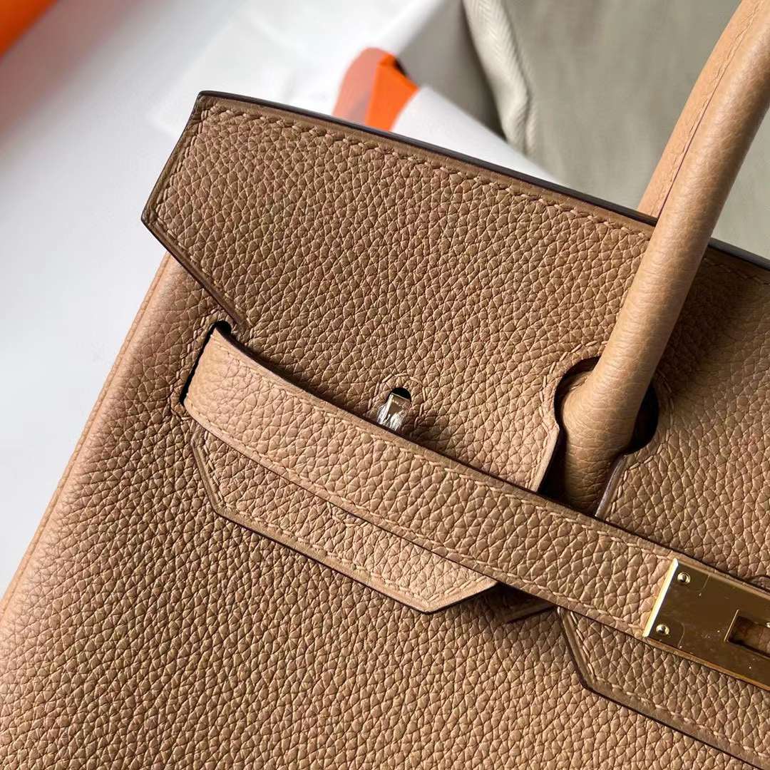 Hermès（爱马仕）Birkin 铂金包 Togo皮 0M 奶茶色 金扣 30cm 全手工蜡线缝制 Ghw