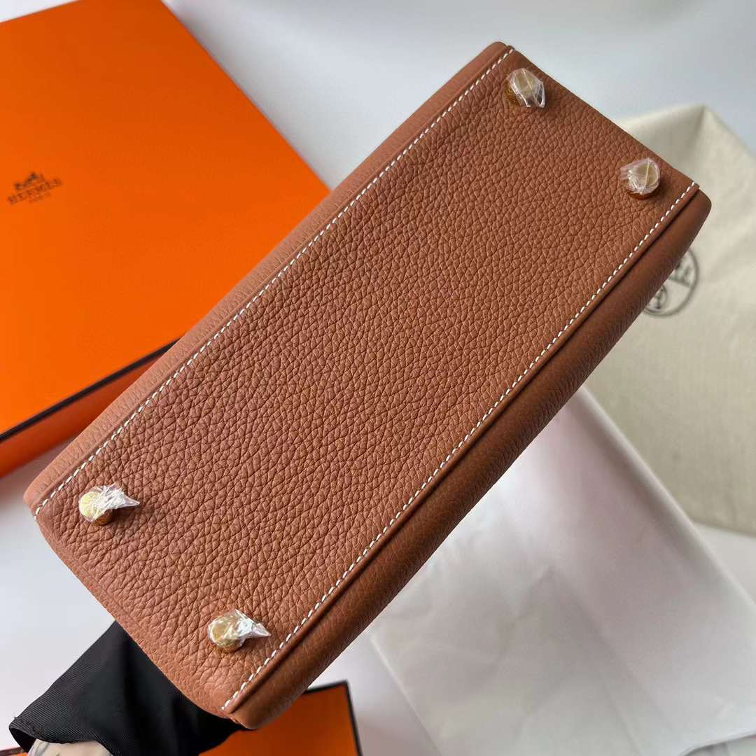 Hermès（爱马仕）Kelly 凯莉包 Togo皮 Ck37 金棕色 金扣 25cm 全手工蜡线缝制 Ghw