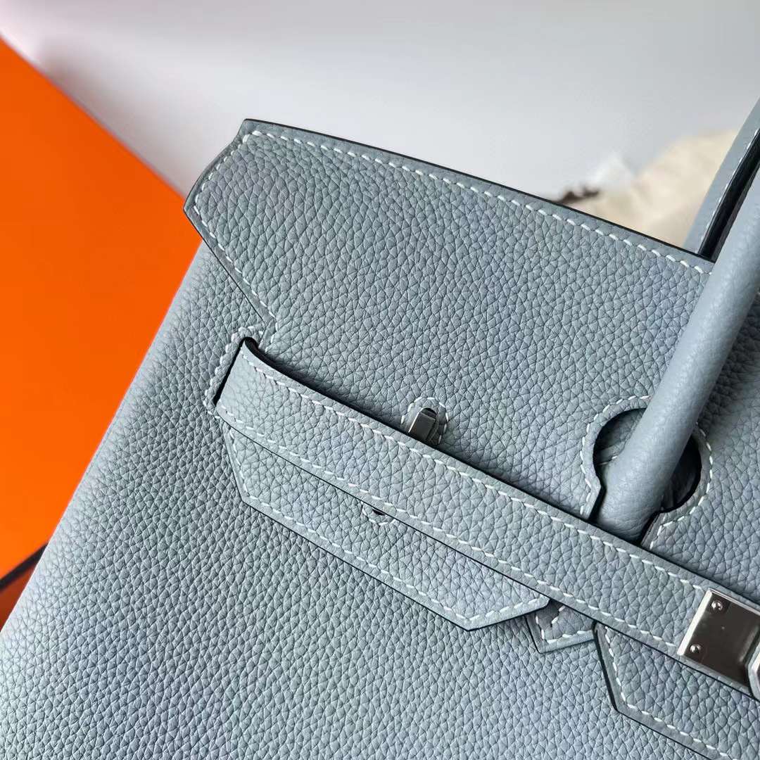 Hermès（爱马仕）Birkin 铂金包 Togo 顶级小牛皮 J7 亚麻蓝 银扣 35cm 全手工蜡线缝制 Phw