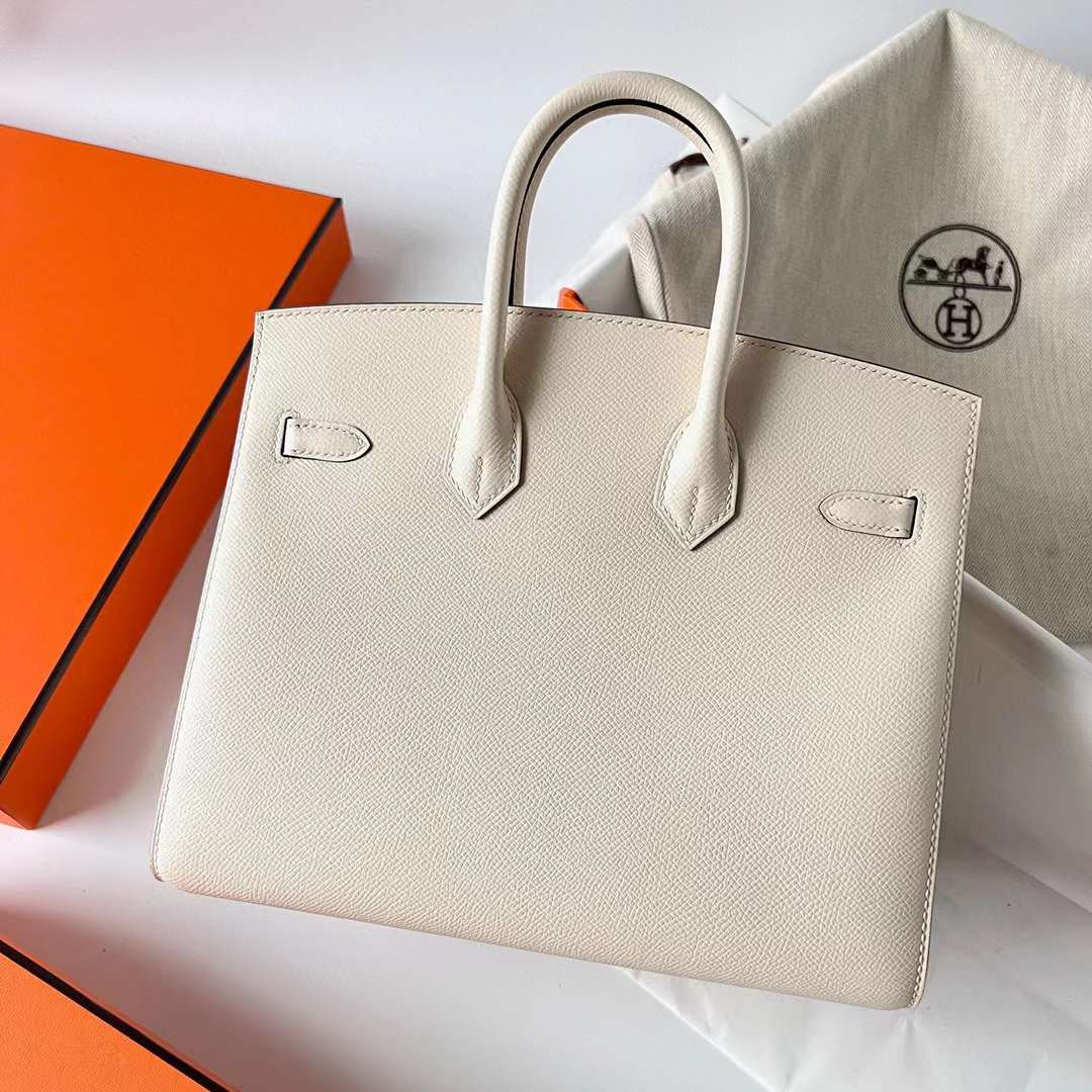 Hermès（爱马仕）Birkin 铂金包 Sellier Epsom I2 奶油白 玫瑰金扣 25cm 全手工蜡线缝制 Rghw