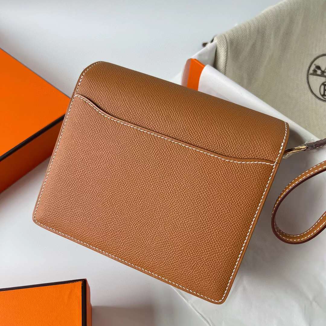Hermès（爱马仕）Roulis 猪鼻子 Epsom Ck37 金棕色 金扣 18cm 全手工蜡线缝制 Ghw