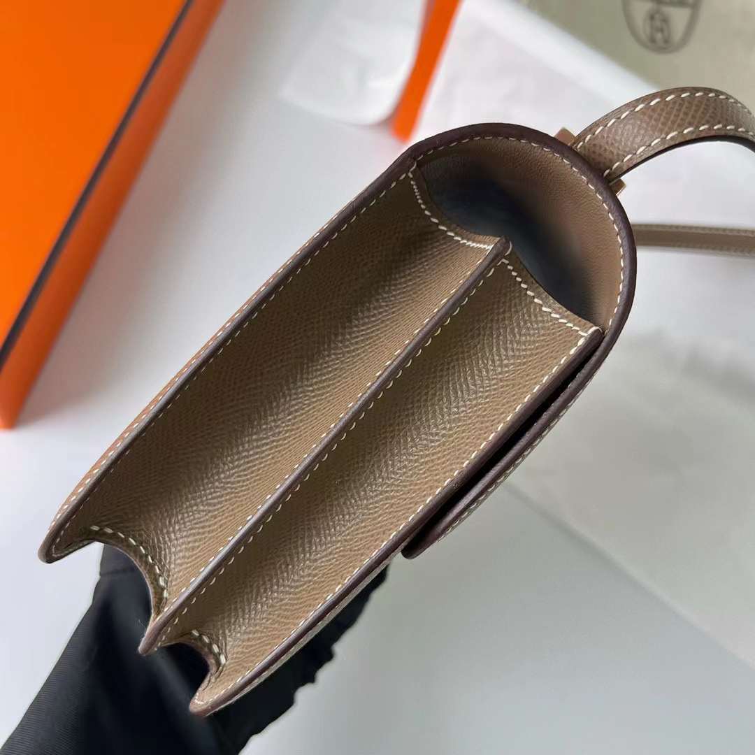 Hermès（爱马仕）Constance 空姐包 Epsom Ck18 大象灰 玫瑰金扣 19cm 全手工蜡线缝制 Rghw
