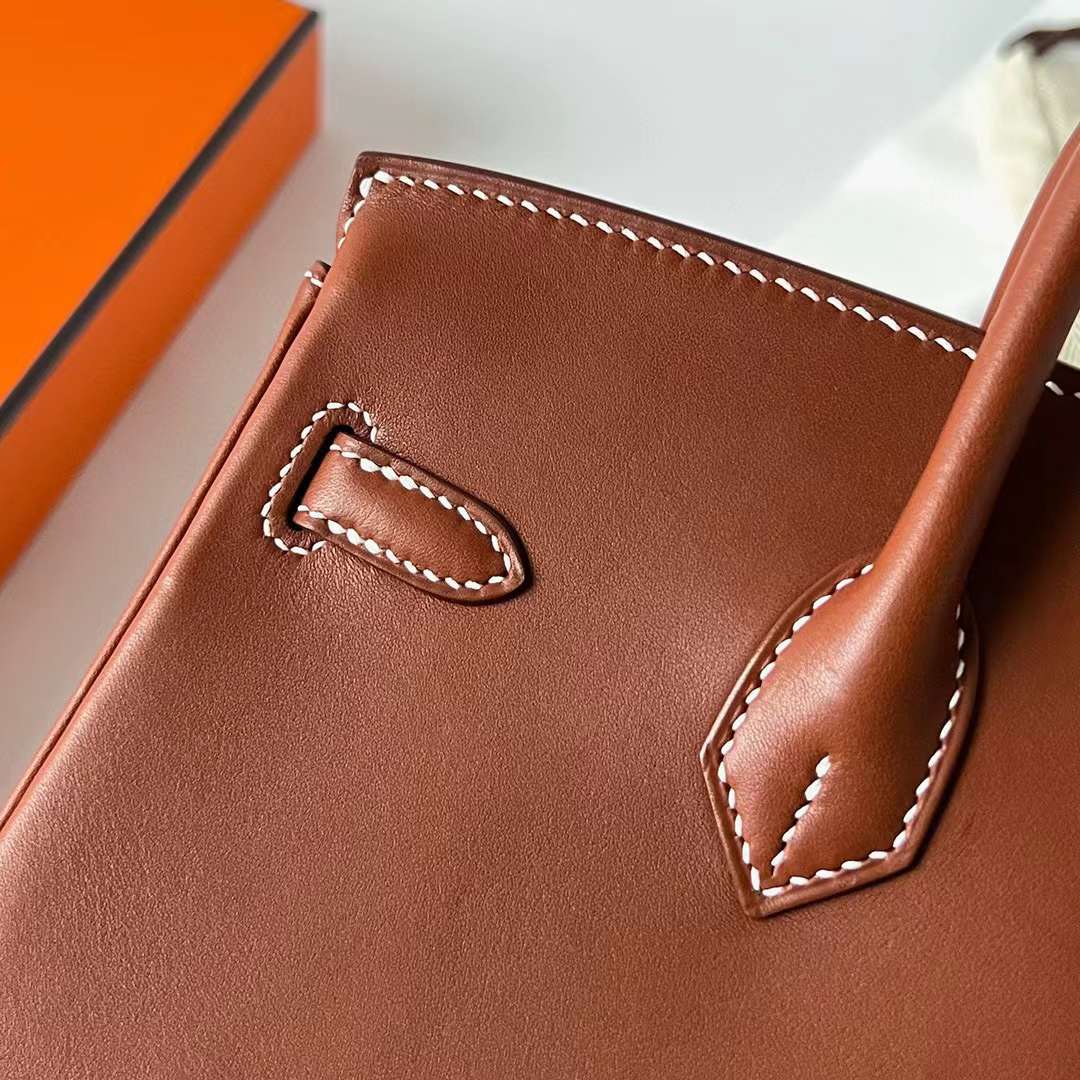 Hermès（爱马仕）Birkin 铂金包 Barenia 平纹马鞍皮 Ck37 金棕色 金扣 25cm 全手工蜡线缝制 Ghw