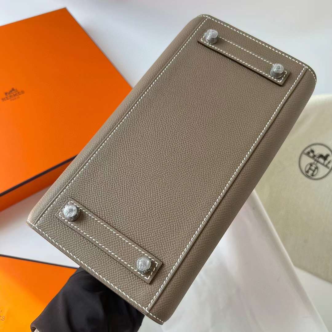 Hermès（爱马仕）Birkin Sellier Epsom Ck18 大象灰 白色走线 银扣 25cm 全手工蜡线缝制 Phw