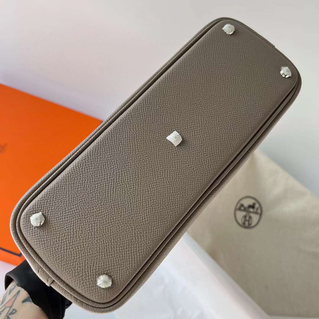 Hermès（爱马仕）Bolide 保龄球包 Epsom M8 沥青灰 银扣 27cm 全手工蜡线缝制 Phw