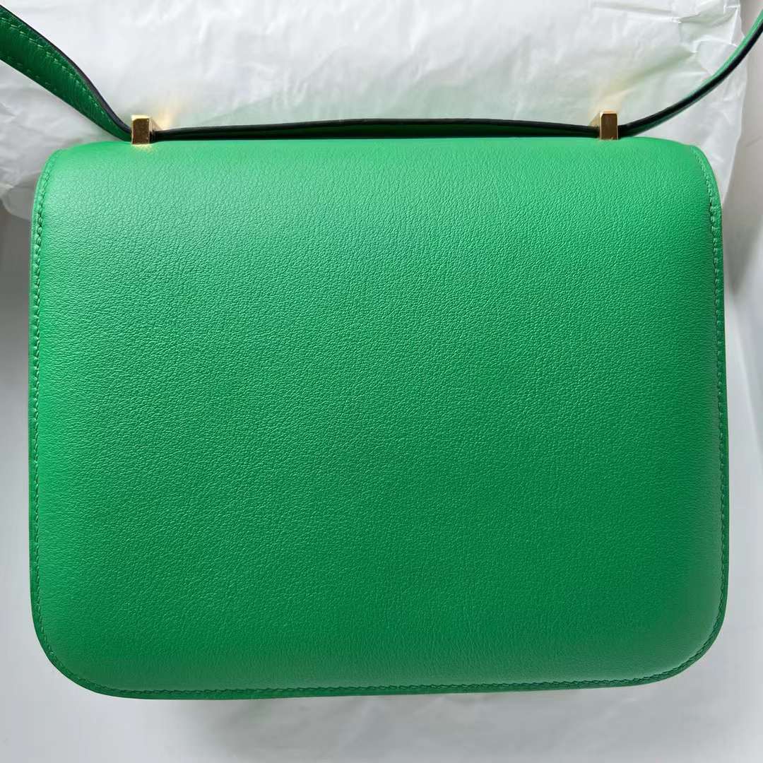 Hermès（爱马仕）Constance 康斯坦斯 Swift 6W 薄荷绿 金扣 19cm 全手工蜡线缝制 Ghw