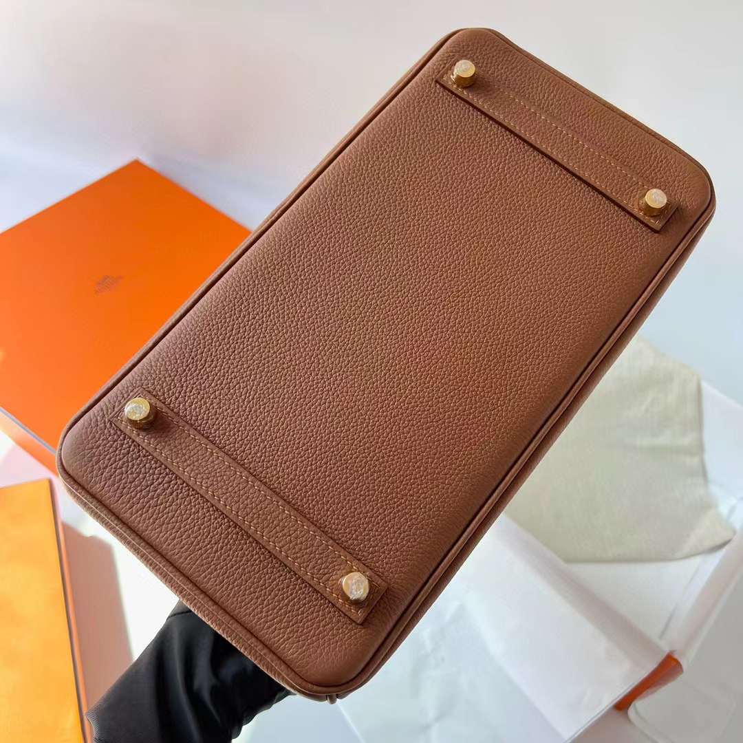 Hermès（爱马仕）Birkin 铂金包 Togo皮 Ck37 金棕色 走本色线 金扣 30cm 全手工蜡线缝制 Ghw