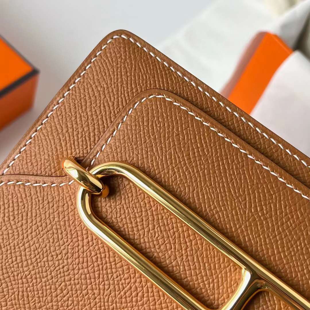 Hermès（爱马仕）Roulis 猪鼻子 Epsom Ck37 金棕色 金扣 18cm 全手工蜡线缝制 Ghw