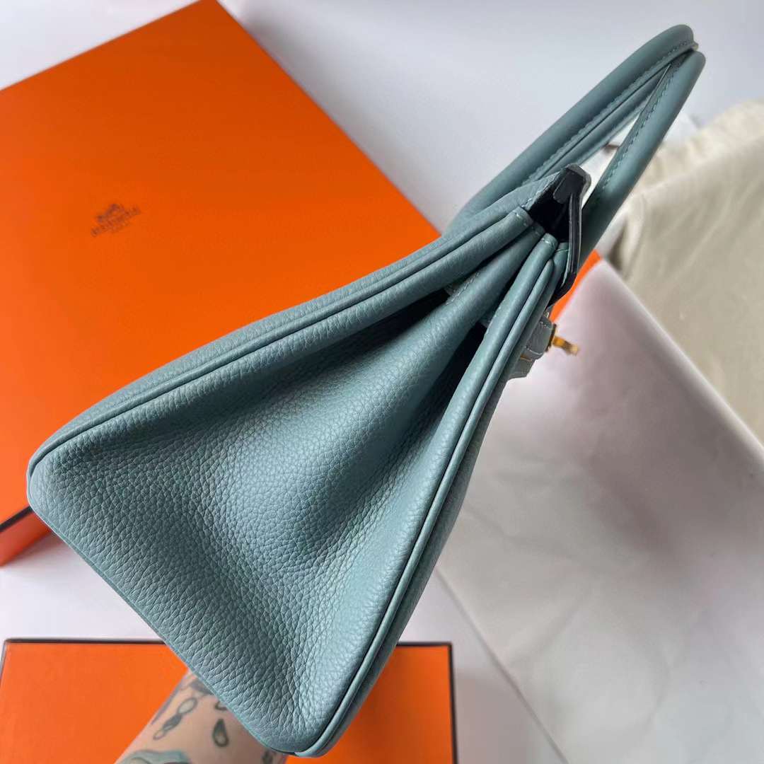 Hermès（爱马仕）Birkin 铂金包 Togo 顶级小牛皮 7G 天青色 金扣 25cm 全手工蜡线缝制 Ghw