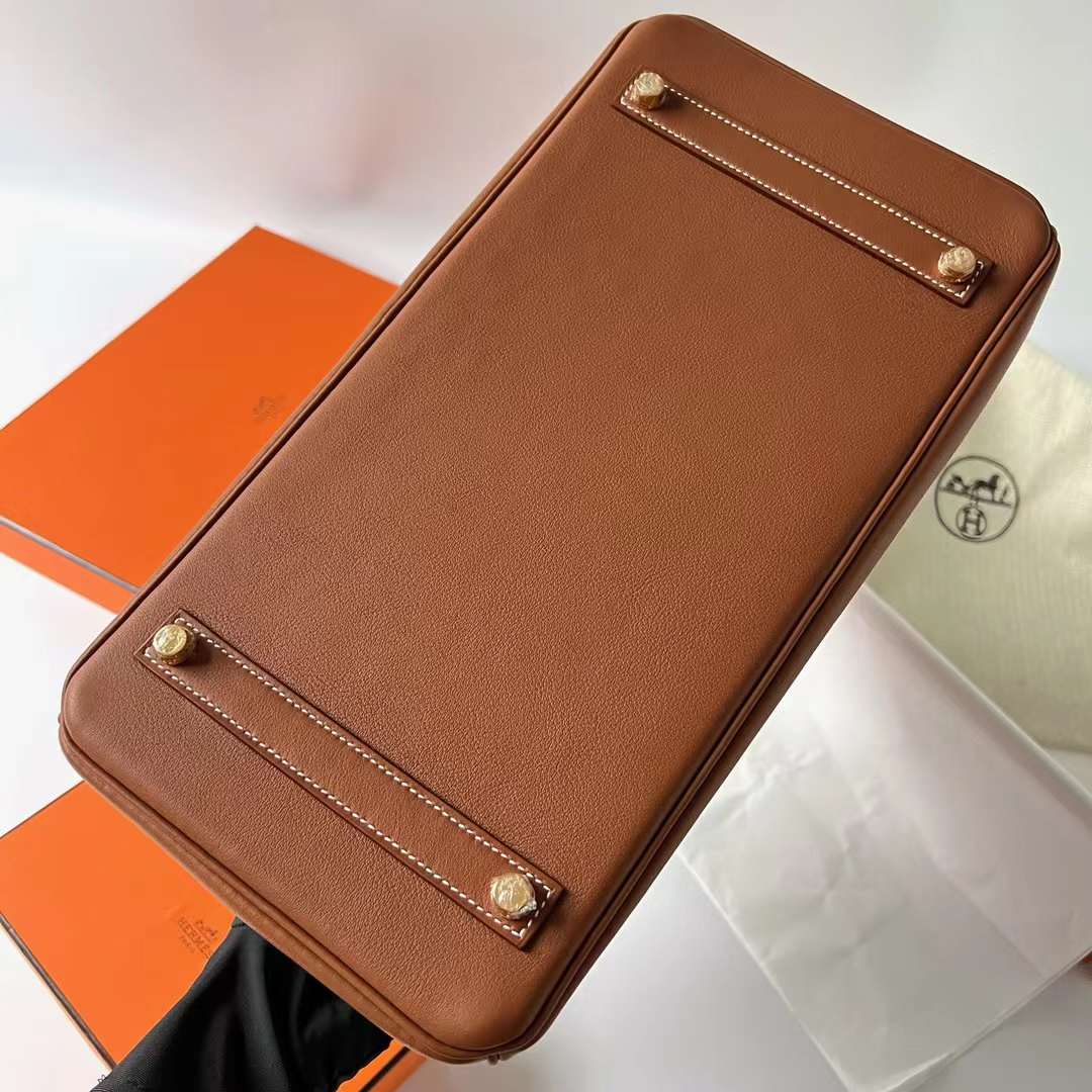 Hermès（爱马仕）Birkin 铂金包 Swift Ck37 金棕色 金扣 35cm 全手工蜡线缝制 Ghw